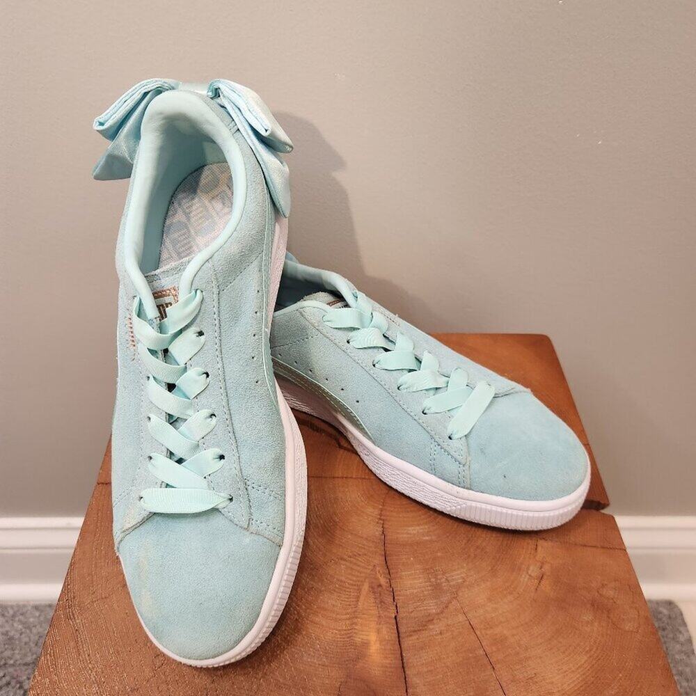 Puma Sneakers Womens Suede Bow Island Paradise Aqua Blue Whimsy Fairy - Size 7.5